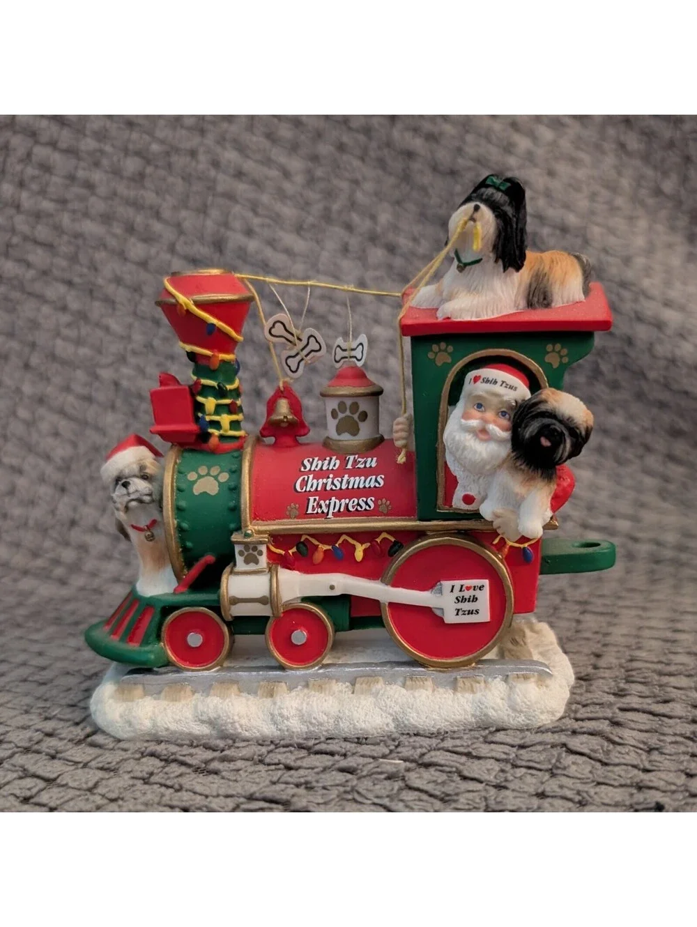 Danbury Mint Shih Tzu Christmas Express 7Piece Holiday Train Set Dog Collectible